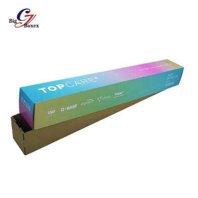 China Recycled Materials Custom Brand Printed Cardboard Shipping Boxes Long Rectangle Corrugated Paper Box Packaging Tuck Top Carton For Film Protection for sale