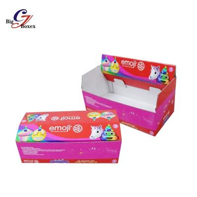 China Counter Display Box Logo Printing PDQ Dual Function Shelf Box Recyclable Custom Paper Display Storage Box For Children's Toy Food Snack for sale