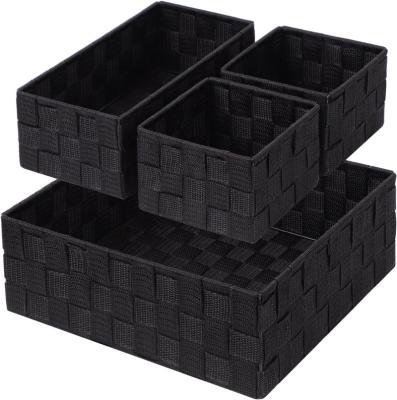 China Viable Woven Storage Baskets For Organizing, Small Black Cube Trash Can Container Tote Organizer Divider In Baskets For Drawer, Cabinet, Shelf for sale