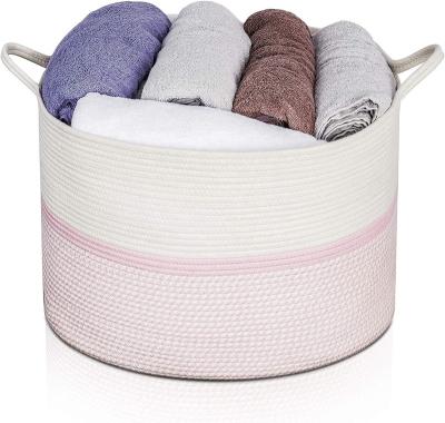 China New Customized Large Size Braided Home Laundry Basket Viable Use Cotton Rope Hamper with Handles for Crafts and Organizing Nursery for sale