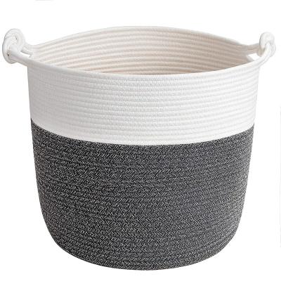 China Best Homeplus 2022 Viable Turned Space Saving Woven Cotton Rope Basket Hook All Coiled Rope With Handles For Home Decorative for sale