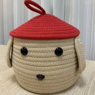 China Good Quality Homeplus Global Housewarming Gift Braided Cotton Rope Home Use Sundries Storage Desk Basket for sale