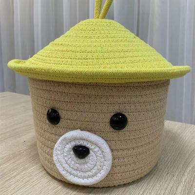 China Global Homemore Housewarming Present Good Quality Braided Home Use Cotton Rope Covered Sundries Storage Basket For Organization for sale