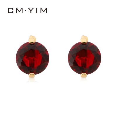 China Cm YIM Jewelry 24K Exaggerated Women's Red Stone Inlay Simple Drill Earrings Fashion Simple Design for sale