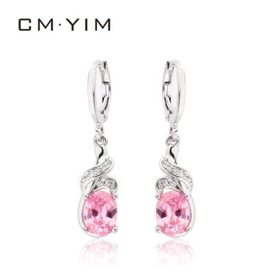 China Fashion CM YIM Jewelry New Electroplate Earrings Design Pink Zircon Women's Style for sale