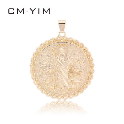 China Catholic Mayoreo Laminado Fashion Jewelery 14k Plated Monochrome Pendant Gold Plated Por for sale