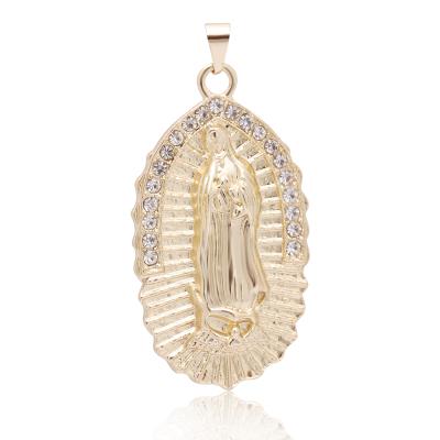 China Monochrome 14k Solid Religious Virgin Mary Catholic Image Pendant for sale