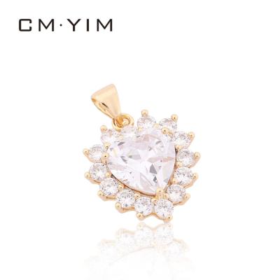 China Fashion Pendant Cm YIM Jewelry 18K Gold Plated Fashion Love Heart White Zircon Female Pendant Ornaments Wholesale for sale