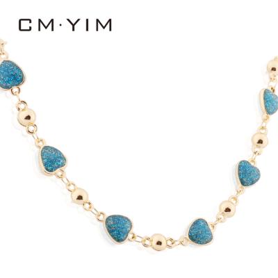 China Fashionable Simple Heart Necklace Jewelry Copper Zircon Drip Oil Heart Necklace YIM Jewelry Hot Selling Wholesale Europe For Women for sale