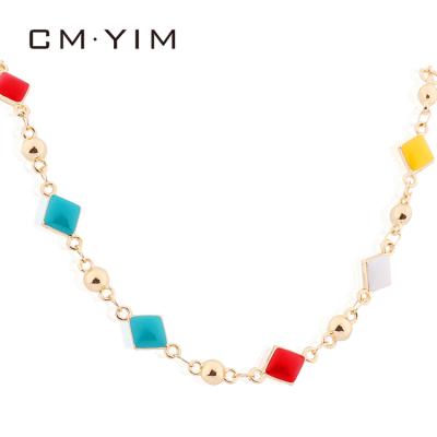 China Fashionable Women's Oil Color Drip Square Cm YIM Jewelry Fashion Necklace Mother's Gift Ornaments for sale