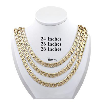 China CM YIM Classic 14k Gold Plated Cuban Link Chain Necklace 8.0mm Width 65cm 70cm Length and Hip Hop For Women Men for sale