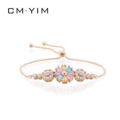 China Wholesale Cm YIM Jewelry New Fashionable Women's Elastic Hand Chain 18K Gold Plated Adjustable Sailor Chain Bracelet Jewelry for sale