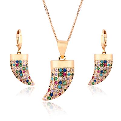 China CM YIM Fashion Personality Jewelry Hollow Design Letter Zircon Gold Plated Earrings Necklace Jewelry Set 18k Gold Plated for sale