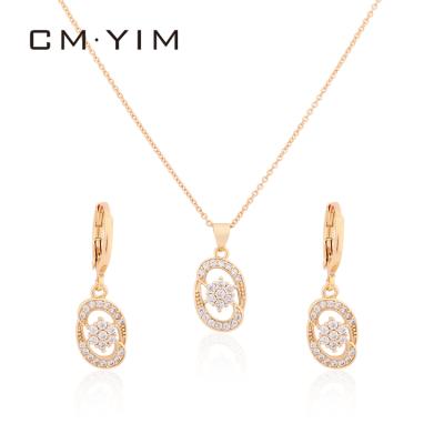 China CM YIM Fashion Wedding Accessories Jewelry Set AAA Zircon Women 18K Zircon Pendant Chain Jewelry Necklace Gold Plated Jewelry for sale