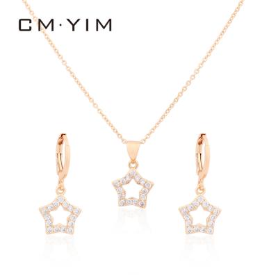 China CM YIM FASHIONABLE Star Five-pointed Gold Plated Jewelry Fashion Party Tall Jewelry Set 18k Gold Plated Set for sale