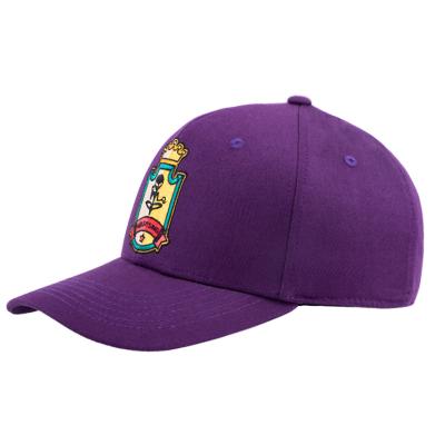 China Custom hengxing COMMON logo 6 panel embroidery men women hat high quality purple adjustable buckle cotton baseball caps for sale