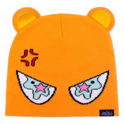 China New Style Girls Winter COMMON Boys Fashion Hat Cute Warm Yellow Acrylic Customize Embroidery Knitted Beanie Hat With Ears for sale