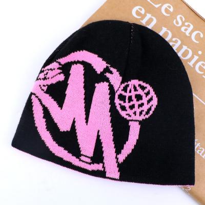 China Women COMMON Double Sided Winter Design Warm Hengxing Jacquard Custom Logo Knitted Beanies for sale