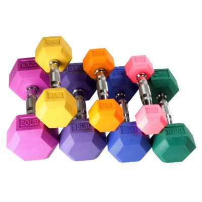 China Factory Price 3LB- 55LBS OEM Factory Hex Macaron Weightlifting Equipment Gym Hexagonal Dumbbell Premium Color Eco-friendly Rubber Coated for sale