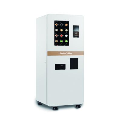 China Galvanized steel plate+tempered glass coffee tea machine commercial bean to cup vending machine coffee fresh ground grinding machine for sale