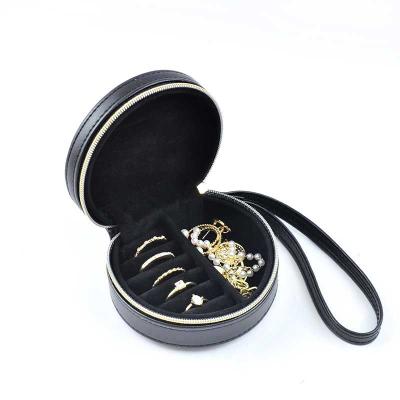 China Custom Logo Jewelery Packaging Display Jewelry Earing Case Small Case PU Travel Organizer Portable Faux Leather Case Leather Jewelry Box for sale