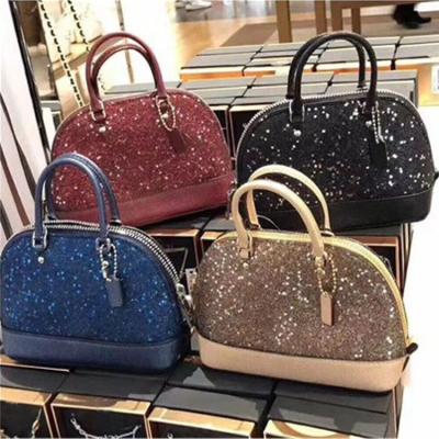 China High Quality Fashion Women's Sequined Tote Bag Casual Ladies Shoulder Shell Handbag Genuine /PU Leather Hand Bags Customized Logo for sale