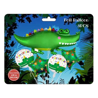 China Advertising Toy/Gift Toy/Wholesale Cartoon Foil Set Pomotional Toy/Decoration Crocodile 5 Animal Foil Balloon Lead Foil Balloons Foil Globos Balloons for sale