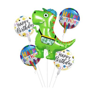 China Advertising Toy/Gift Toy/Foil Balloons Globos Pomotional Toy/Wholesale Decoration Cartoon Set Dinosaur 5 Plastic Child Toy Set Helium Foil Balloons for sale