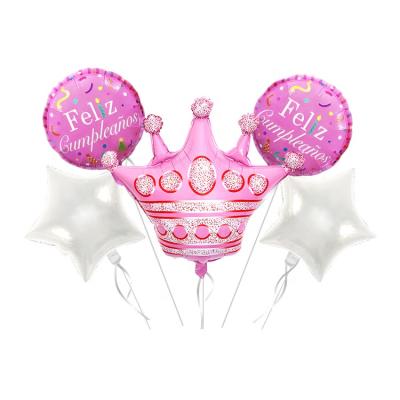 China Wholesale Pomotional/Decoration Mylar Toy/Gift Toy/Cartoon Foil Balloons Globos Party Decoration Helium Foil Crown Decor Pink Balloons for sale