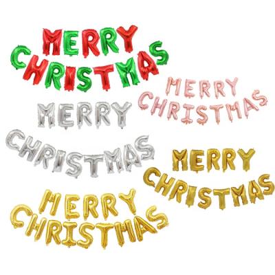 China Fashional MTF Manufacturing 16 Inch Merry Christmas Foil Letter Celebration Balloon Set For Party Decoration for sale