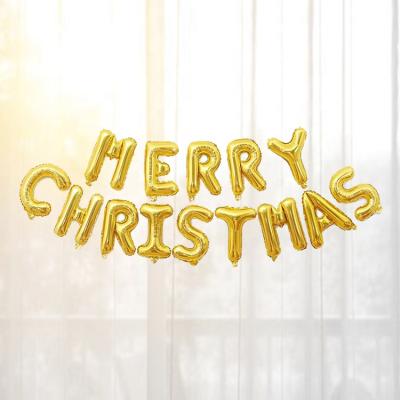 China Fashional MTF Hot Selling 16 Inch Merry Christmas Gold Celebration Letter Foil Balloon Set For Decorations for sale