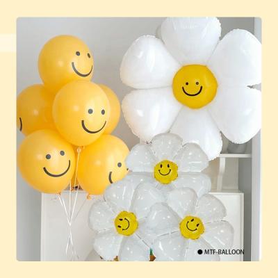 China Advertising Toy/Gift/Pomotional Toy/New Arrival Daisy Flowers Mini Foil Elf Balloon Helium Decoration Balloons 20 Inch Cartoon Smile Estrella Globos for sale