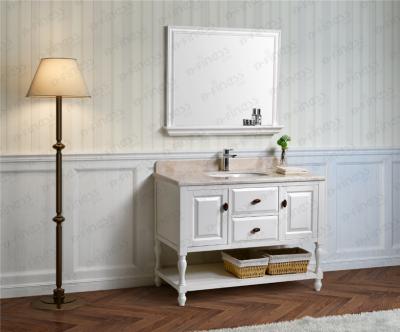 China Water Proof American Style 43 Inch Luxury Marble Solid Wood Storage Top With Basin Bathroom Vanity for sale