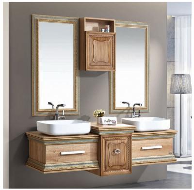 China Water Proof Contemporary Style High Quality Double Basin Modern Bathroom Cabinet With Two Dresser Mirror for sale