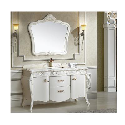 China Durable Pure White European Style Bath Cabinet Solid Wood Vanity for sale