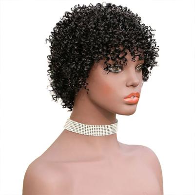 China Afro Bob Human Hair Wigs Malaysian Virgin Pixie Cut Wig For Black Deep Water Women 180% Full Wave Machine Wave Silky Straight Kinky Curly Short Wigs for sale