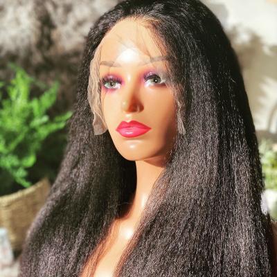 China Wholesale Yaki Brazilian Virgin Hair 100% Brazilian Hair Wigs Lace Front Human Hair HD Transparent Swiss Lace Front Wig Natural Black for sale