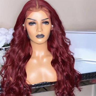 China Body Wave Pelucas Rojas Wigs 99j Human Hair Human Hair Wigs Glueless Full HD Human Hair Wigs 99j Cuticle Aligned Red Colored Brazilian Raw Virgin Hair for sale