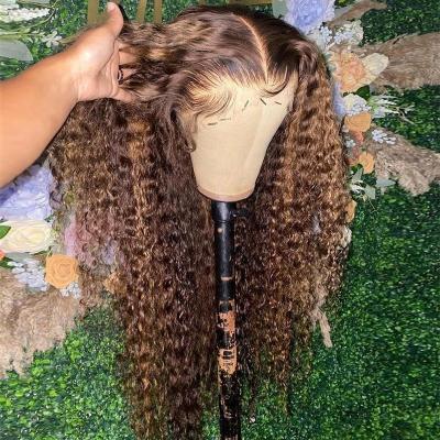 China Best Sellers Hair Ponytail Hair 360 Lace Front Wigs Indian Raw Curly Highlight 360 Human Curly Wigs Transparent Hair For Sale for sale