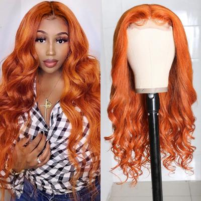 China Body Wave Swiss Ginger Color Peruvian Natural Hair 360 Lace Frontal Human Hair Full Lace Wigs HD Brazilian Wig For Black Women for sale