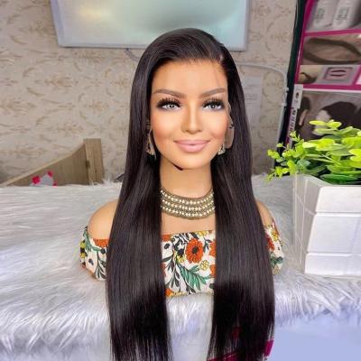 China Silky Straight Knotless Braided Wig Wave Brazilian Straight Hair Weave Bundles Lace Frontal Wigs High Ratio Hair Ready To Ship Wigs for sale