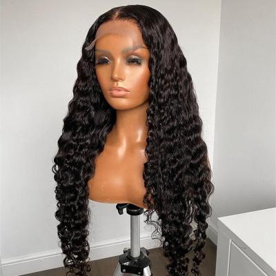 China Raw Indian Wavy Deep Closures And Wig Headbands Deep Wave Hair 5x5 Wave Wig Closure Wig Ear To Ear Wigs With Closure For Black Women for sale