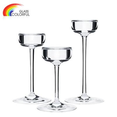 China Home Decoration Home Decorated Tealight Clear Glass Long-stemmed Candle Holder Votive Candle Holder for sale