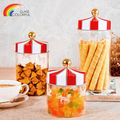 China CLASSIC Glass Canister Jar With Metal Lid Glass Storage Jar Storage Jar Candy Jar for sale