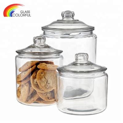 China Traditional Glass Pickle Jar Transparent Glass Storage Jar With Glass Lid for sale