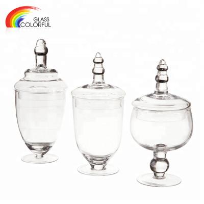 China CLASSIC European Style Clear Candy Storage Glass Jar With Lid Glass Food Container Kitchen Storage for sale