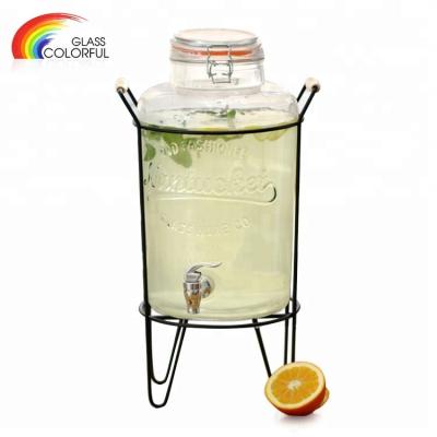 China CLASSIC Food Safe Lid 2.4 Gallon Juicer Water Beverage Glass Dispenser With Faucet Lid Glass for sale