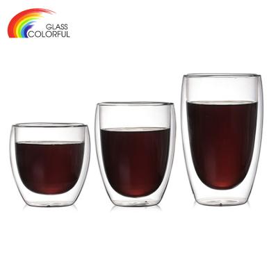 China Good Quality Viable Clear Double Wall Borosilicate Glass Coffee Tea Cup Drinkware Glass Mug 250 350 450 500ml for sale