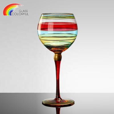 China New Classic/Postmodern Modern Design Handcrafted Colorful Crystal Hand Painted Colorful Wine Glass Cup For Party Home Wedding Used Food Safe for sale