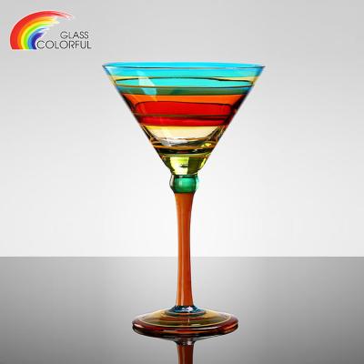 China Modern Custom Logo Printed Goblet Cheap Color Wine Glass Cup Hand Draw Luxury Wine Glass for sale